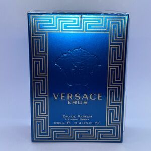 Versace Metallic Blue and Gold Logo Fragrance Box